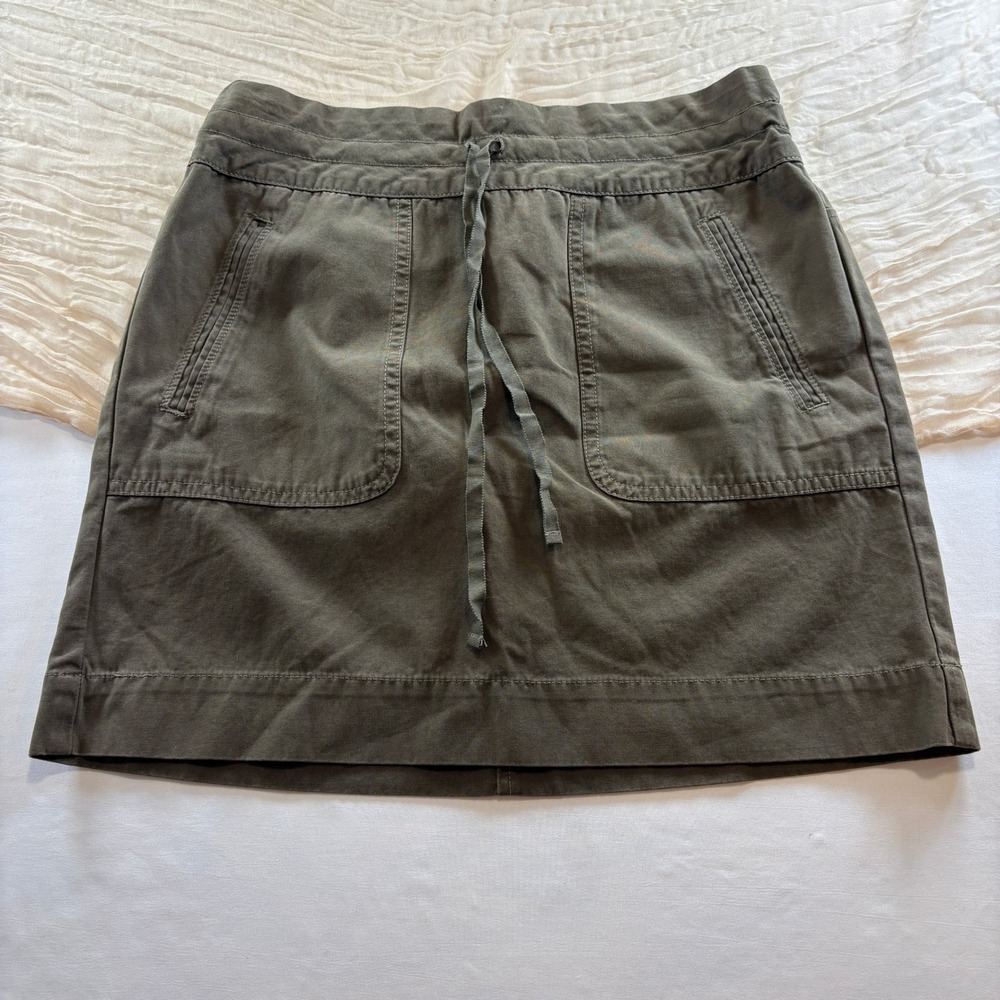 J.Crew womens Olive 100% Cotton Cargo/Khaki Drawsting 4 Pocket Mini Skirt Size 2